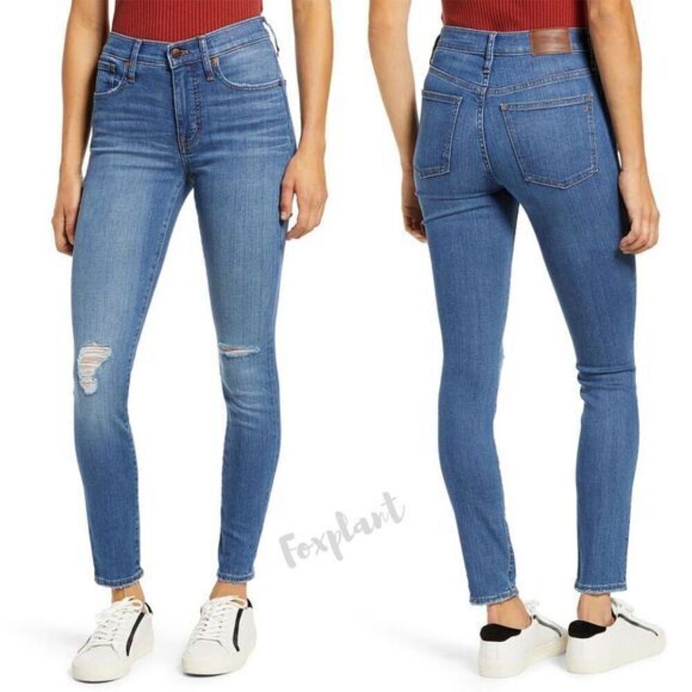 NEW Madewell Wilcrest Wash Distressed mid rise Skinny Jeans, 25
